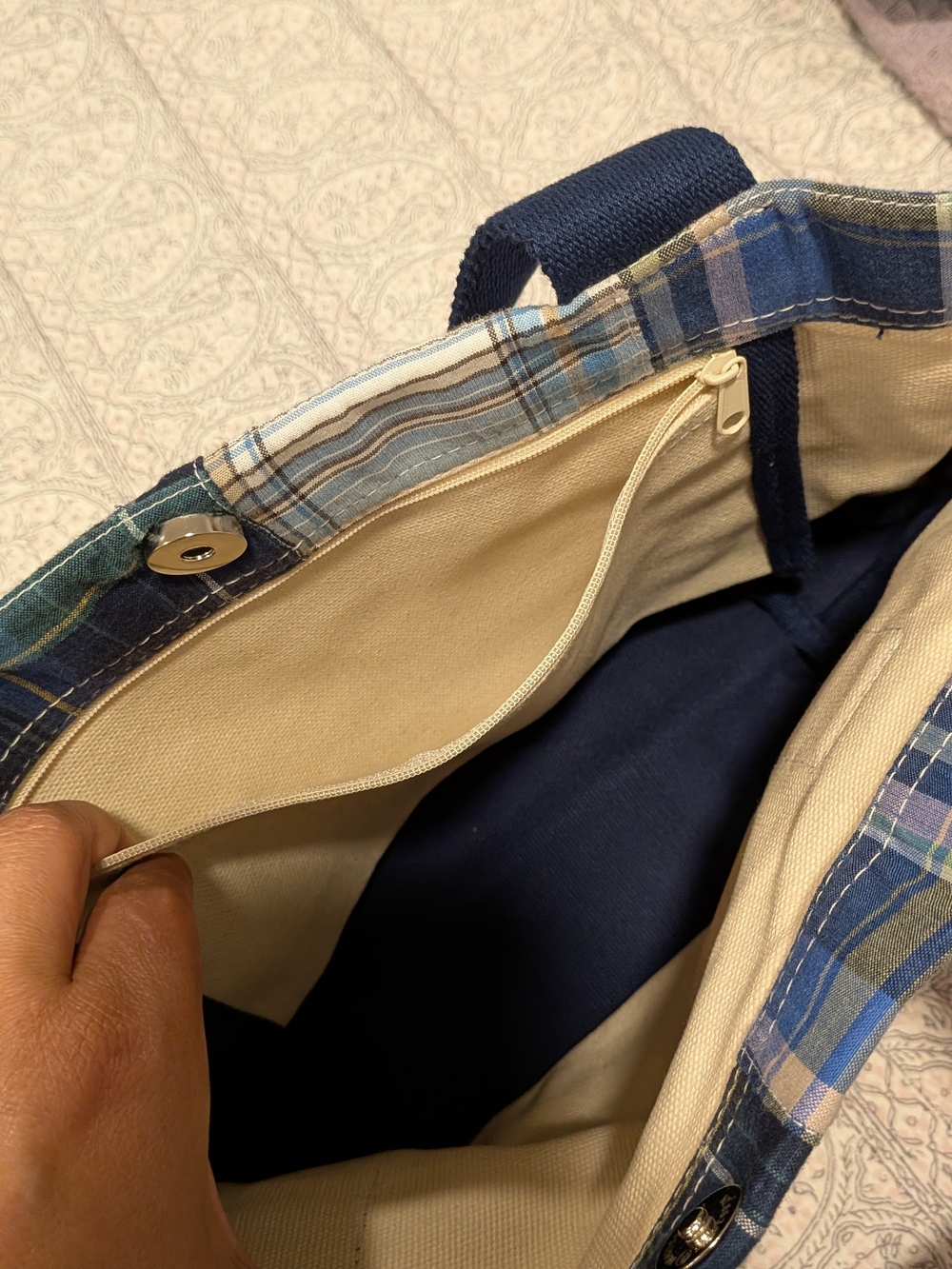 Plaid Mini Tote Bag | Preppy | Coastal | Nautical | Made in USA - Picture 6 of 6